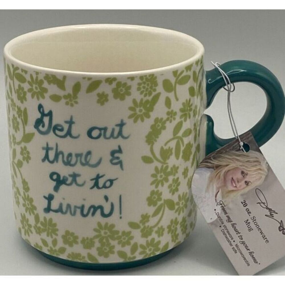 Dolly Parton Get out There Coffee Mug Flower‎ Stoneware NWT Mothers Day Birthday